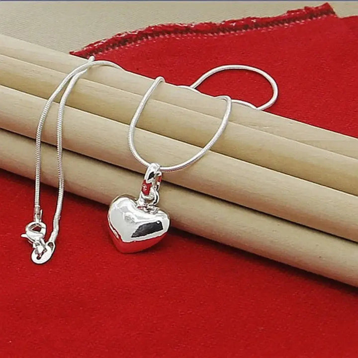 Drune | Sterling Silber Massiv Herz Kette Schlangenkette Für Damen