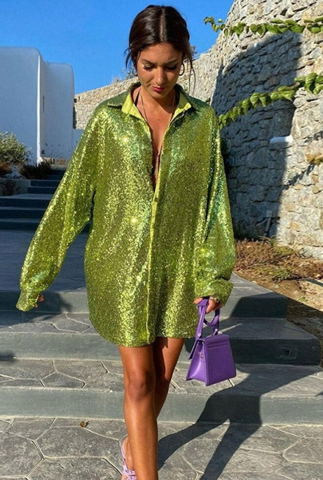 Drune - Extragroßes Glitzerhemd für Damen