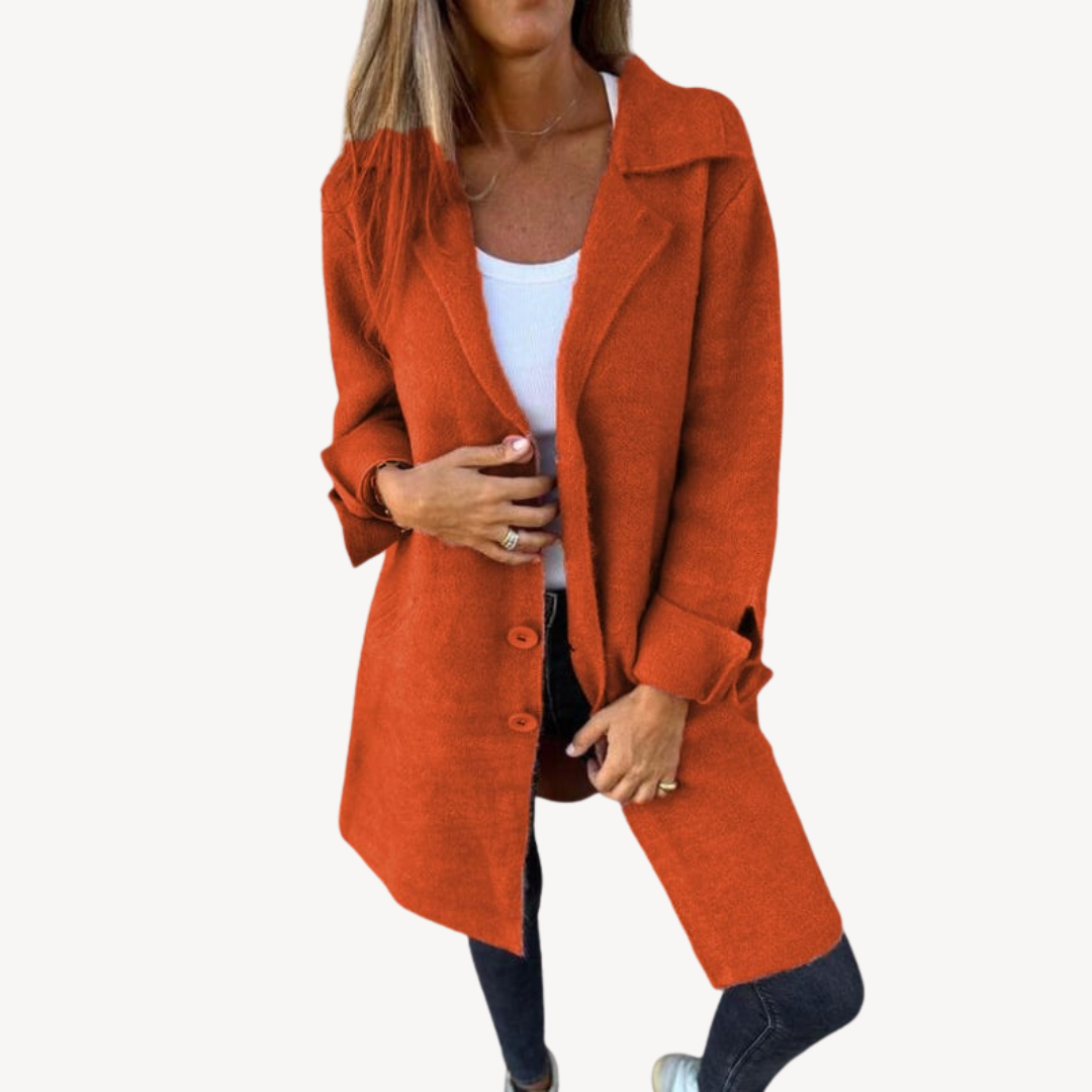 Drune | Frauen Wollmischung Langjacke mit Knopfverschluss