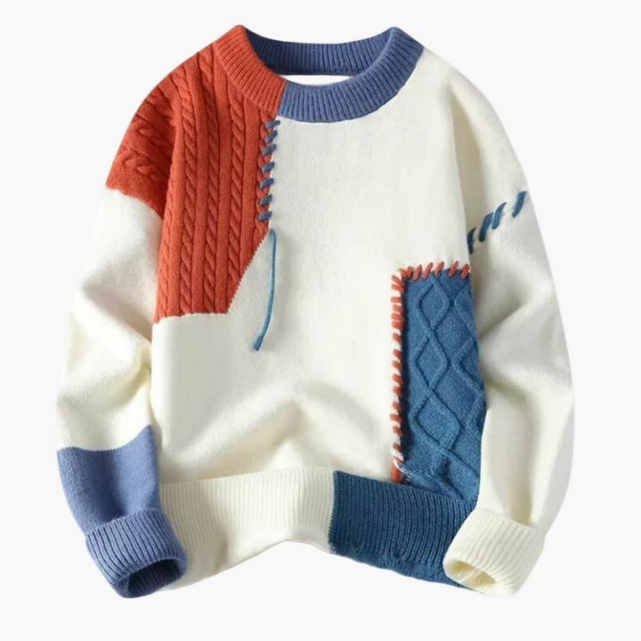 Drune | Patchwork Strickpullover im modernen Design - Perfekt für Herbst und Winter