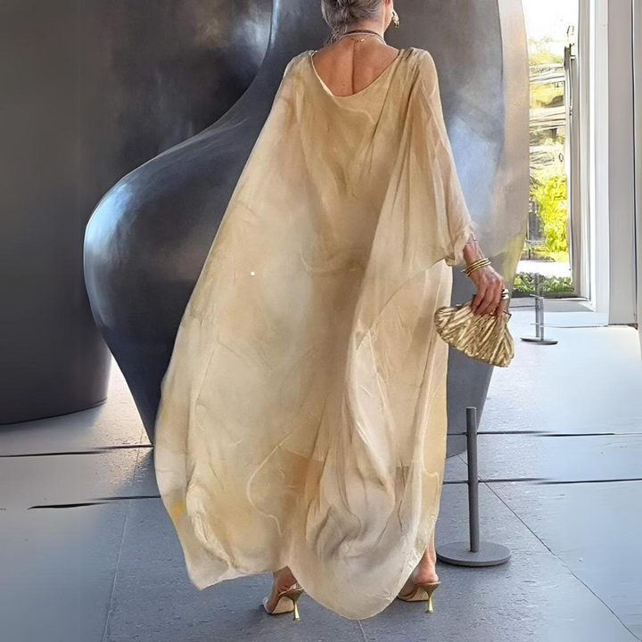 Drune | Kaftan Kleid Fließender Leichter Stoff Eleganter Lockerer Schnitt Breite Ärmel