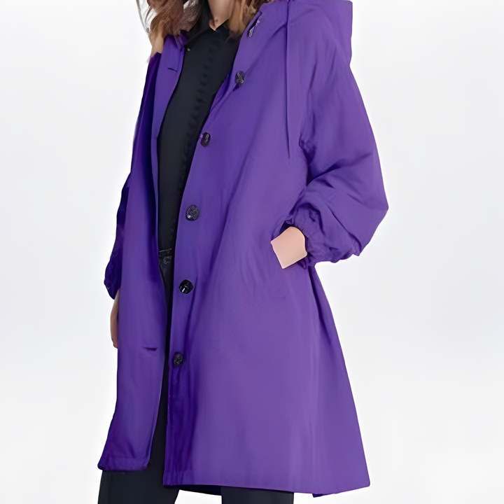 Drune | Damen-Hoodie-Regenmantel, wasserfest