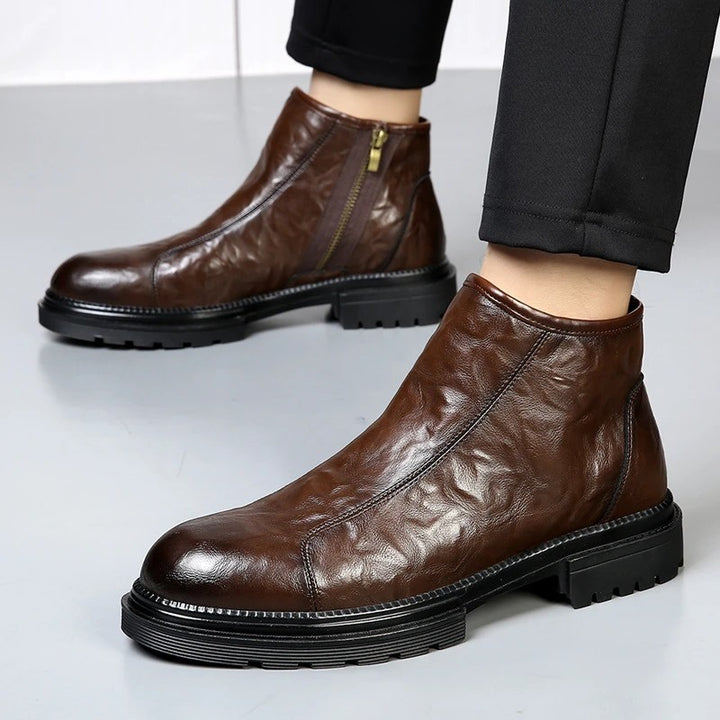 Herren-Lederstiefel mit Reißverschluss, gefüttert