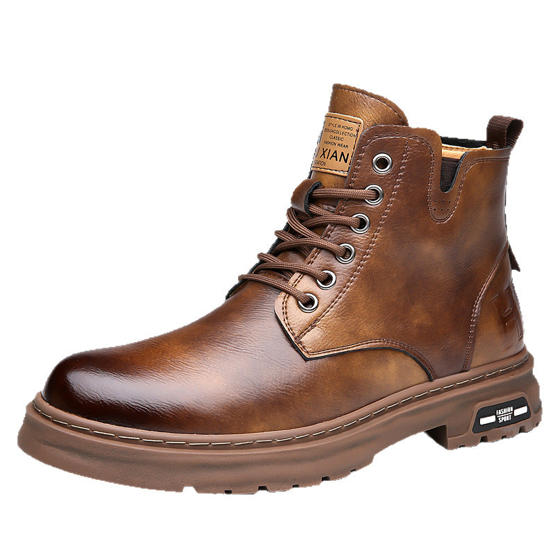Gefütterte Herren-Stiefel, High-Top, Britischer Stil