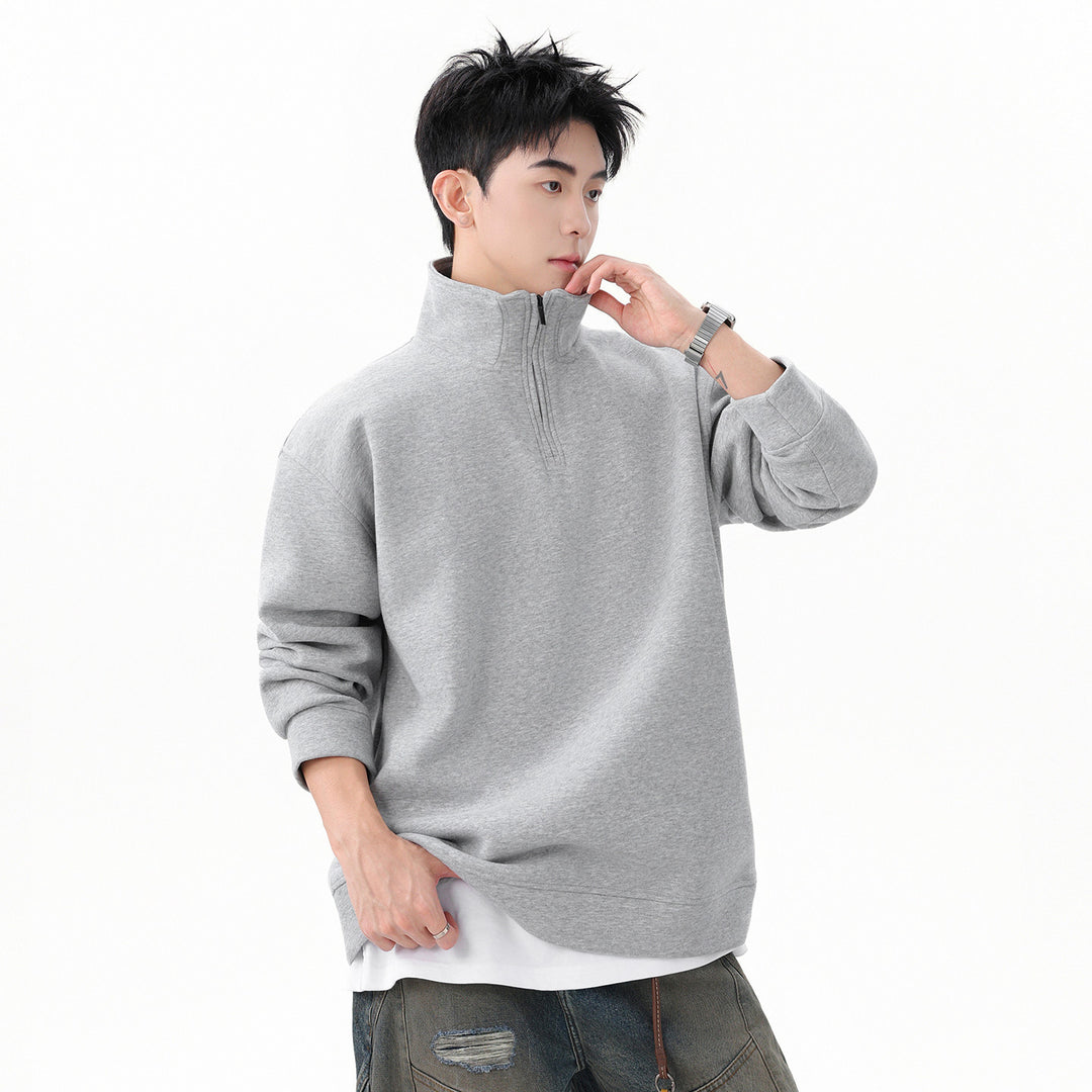 Herren-Sweatshirt mit Stehkragen und überschnittenen Schultern