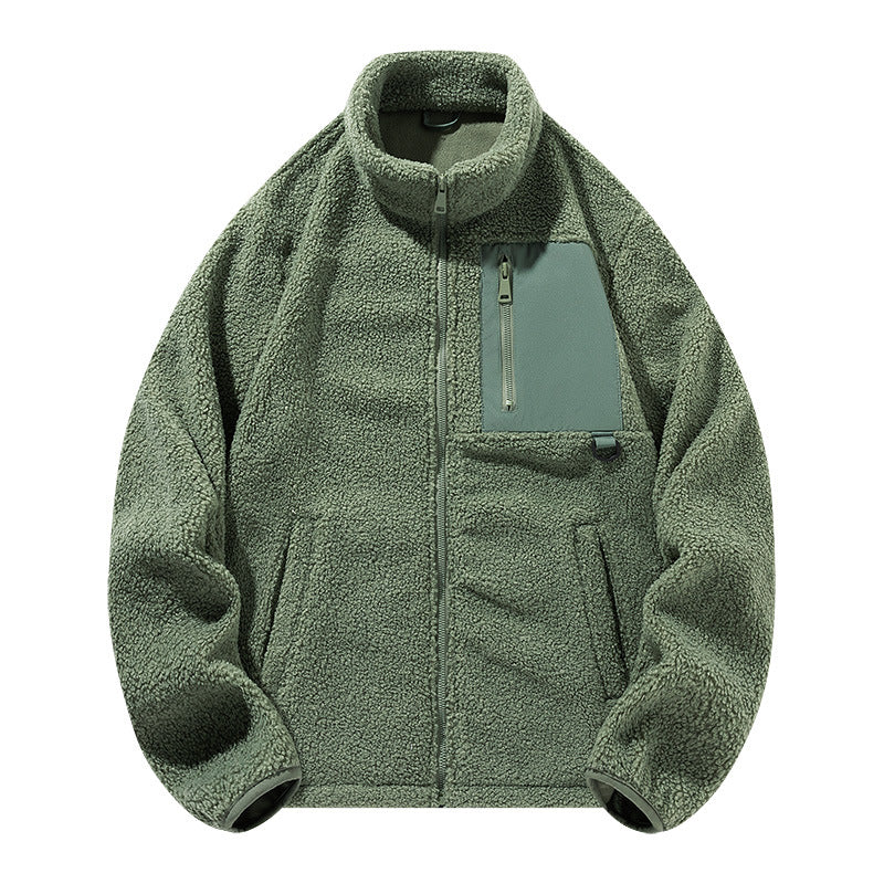 Unisex-Fleecejacke mit Stehkragen und Taschen
