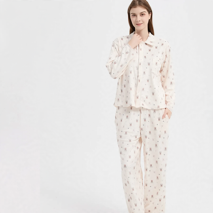 Warmer Korallenfleece-Schlafanzug für Damen, große Größen
