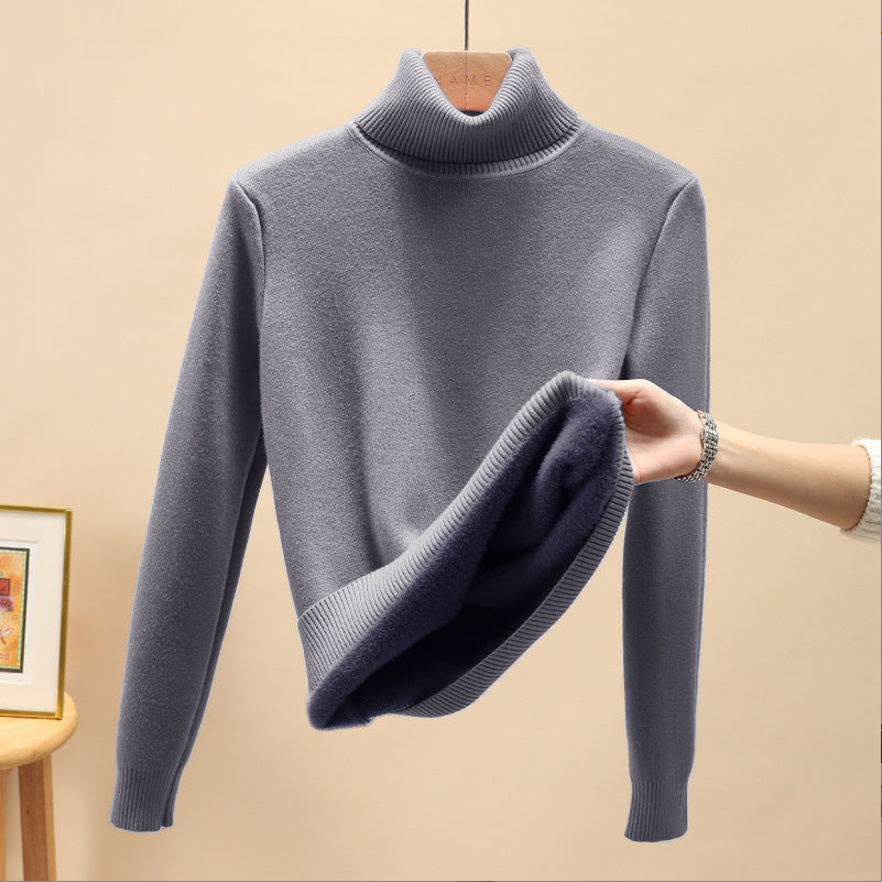 Damen-Pullover mit Stehkragen und Fleecefutter