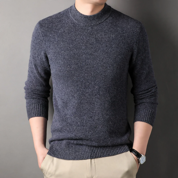 Herren-Pullover aus reiner Wolle mit Stehkragen