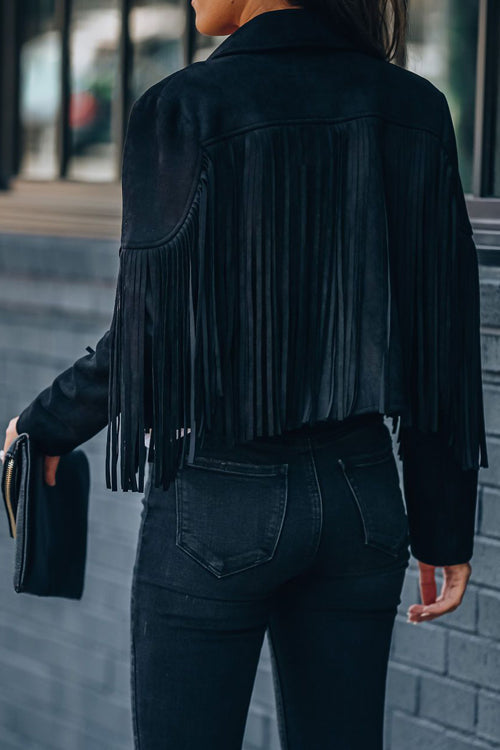 Drune | At Your Best Fransenkante Faux Suede Shacket