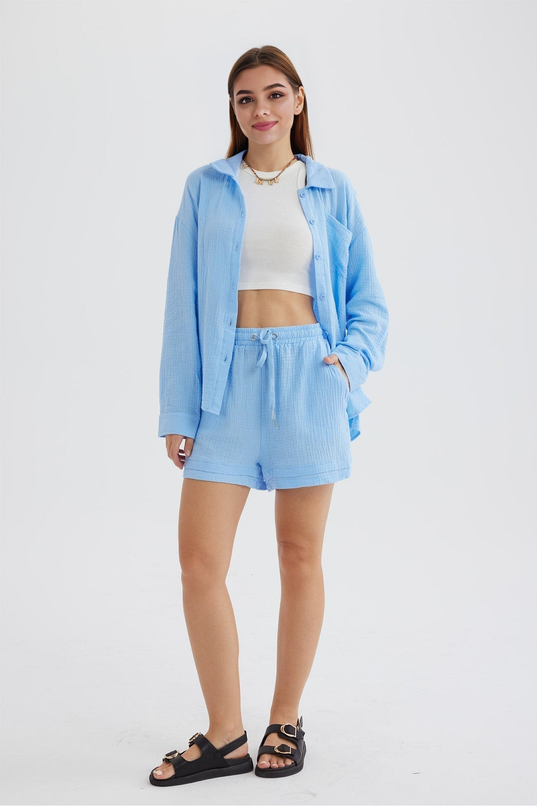 Drune | Passforma Langarmshirt und Passende Shorts für Frauen Siena