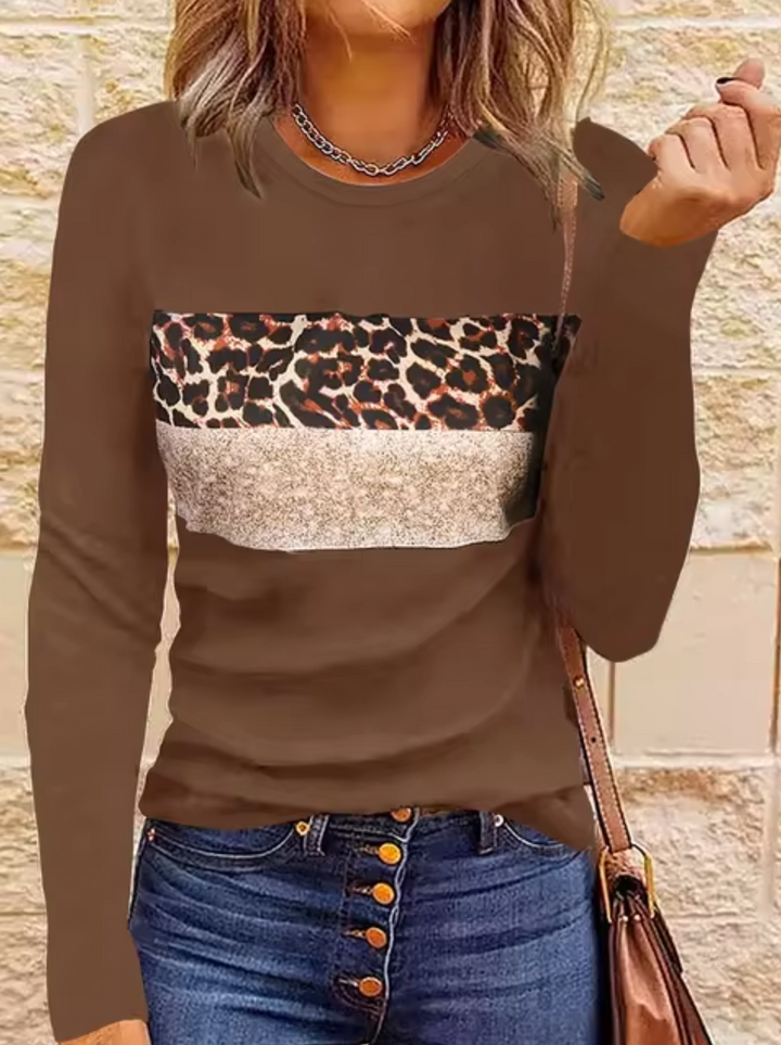 Drune | Langarm-T-Shirt mit Leopardenmuster