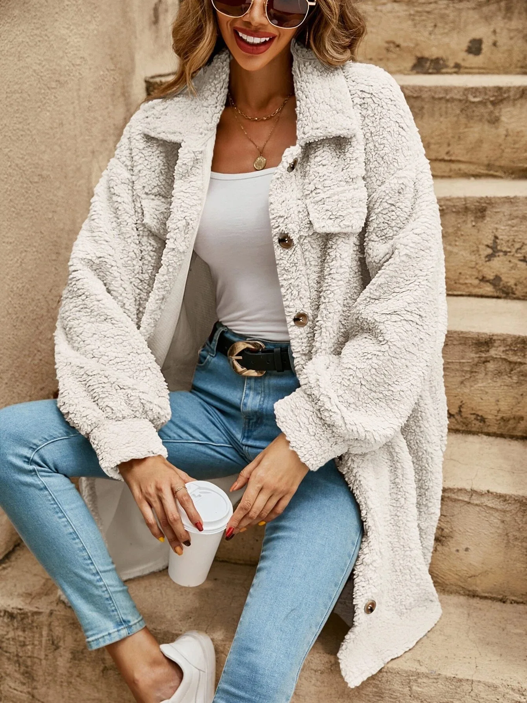 Drune | Knopfverschluss Langer Cardigan - Weiches Strickmaterial, Leichter Überwurf, Ganzjahresstil
