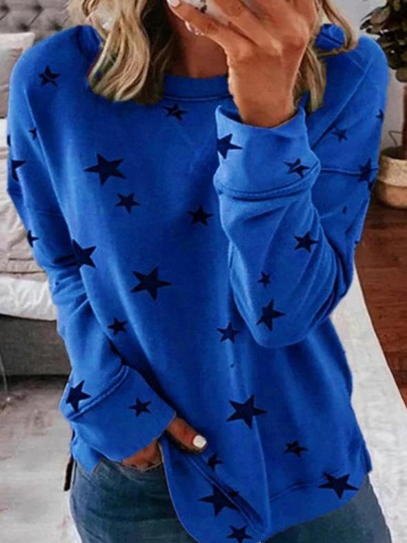 Drune | Warmer Stern Druck Rundhals Pullover Ideal für den Winter