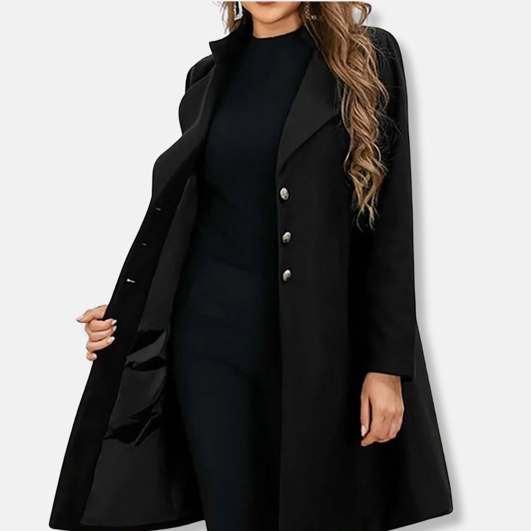 Drune | Wollmantel Slim Fit Midi Länge Doppelte Knöpfe Reverskragen