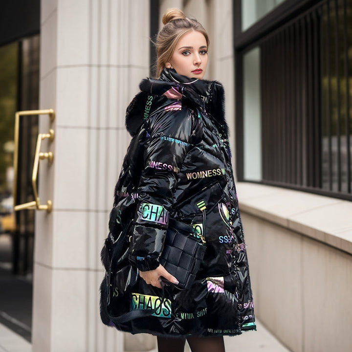 Drune | Coole Glänzende Lockere Mittellange Baumwolljacke
