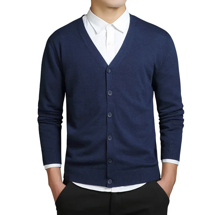 Drune | Herren Strickjacke Mit Knöpfen, V-ausschnitt, Leichtes Material, Slim Fit Design