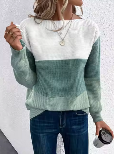 Drune | Casual Herbst Dreifarbiger Strickpullover für Frauen