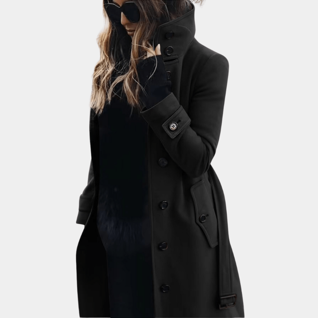 Drune | Damen Hochkragen Chic Mantel Mit Gürtel