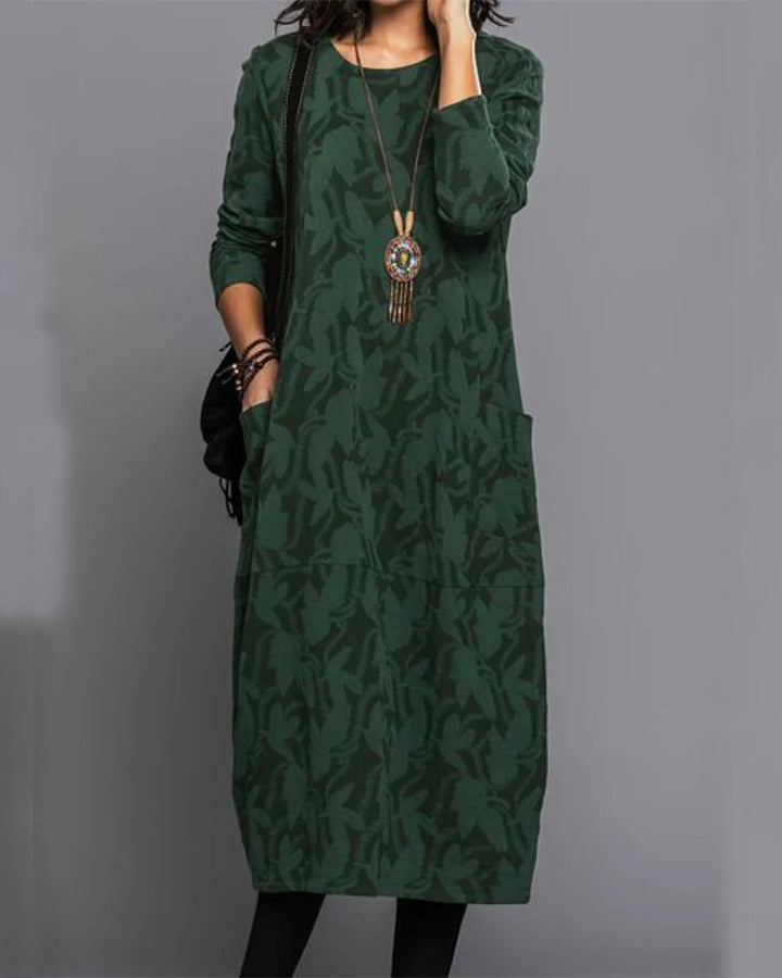 Drune | Kleid Mit Langen Ärmeln, Auffälligem Druck Und Bequemen Taschen