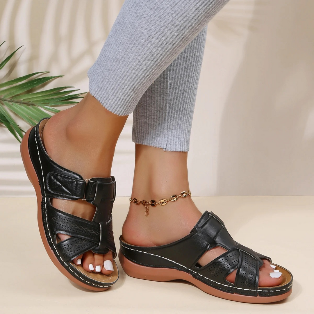 Drune | orthopädische Ledersandalen für Frauen mit offener Zehenpartie