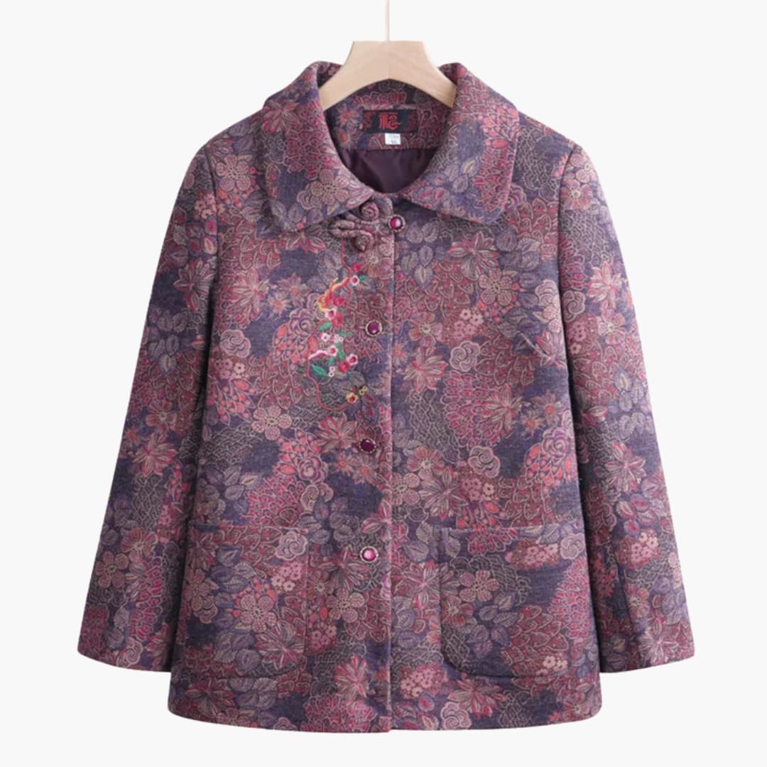 Drune | Vintage Blumenmuster Wolle Mantel für Damen