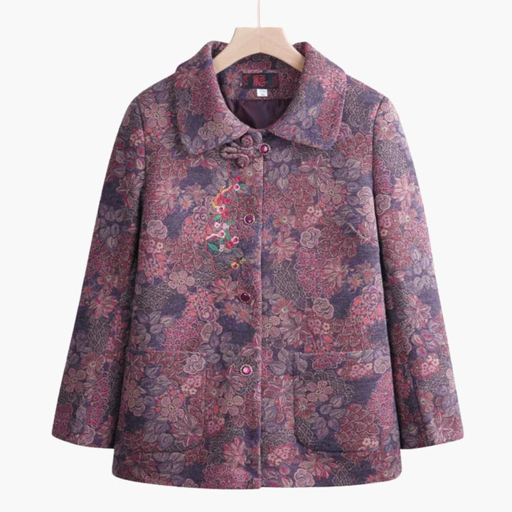 Drune | Vintage Blumenmuster Wolle Mantel für Damen