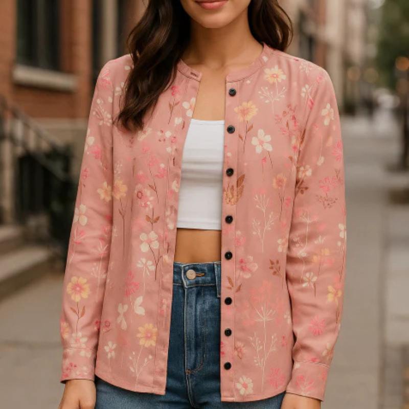 Drune | Strickjacke - Cardigan mit Blumenmuster