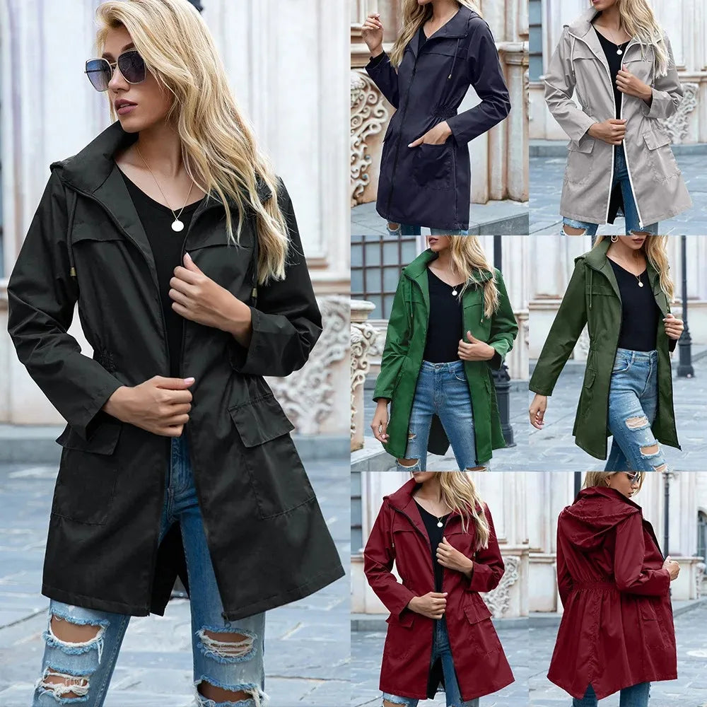 Drune | Wasserfeste Lange Regenjacke für Damen