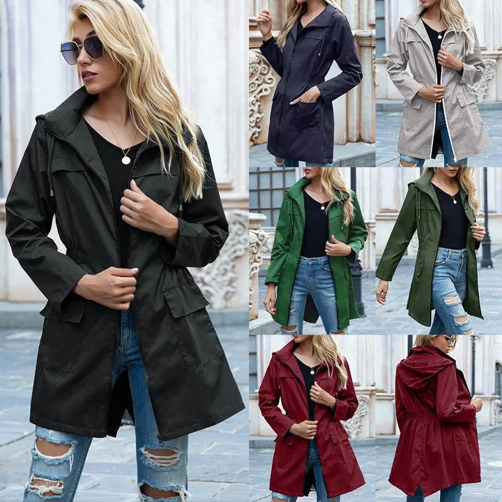 Drune | Wasserfeste Lange Regenjacke für Damen