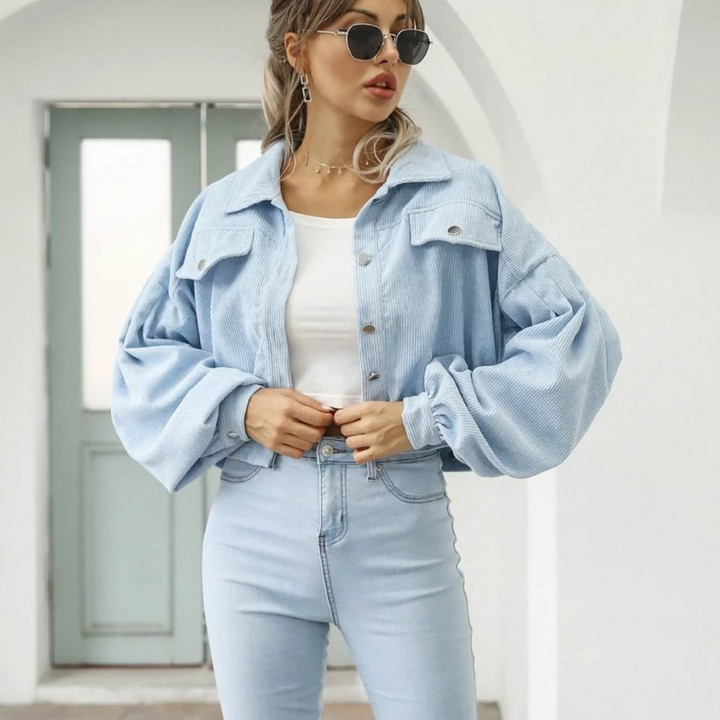 Drune | Samtcord Laternenärmel Cropped Jacke