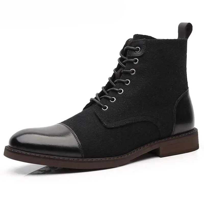 Drune | Stylische Herrenschuhe Stiefel Mit Leder Und Stoffeinsatz