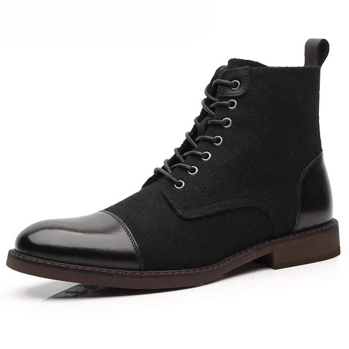 Drune | Stylische Herrenschuhe Stiefel Mit Leder Und Stoffeinsatz