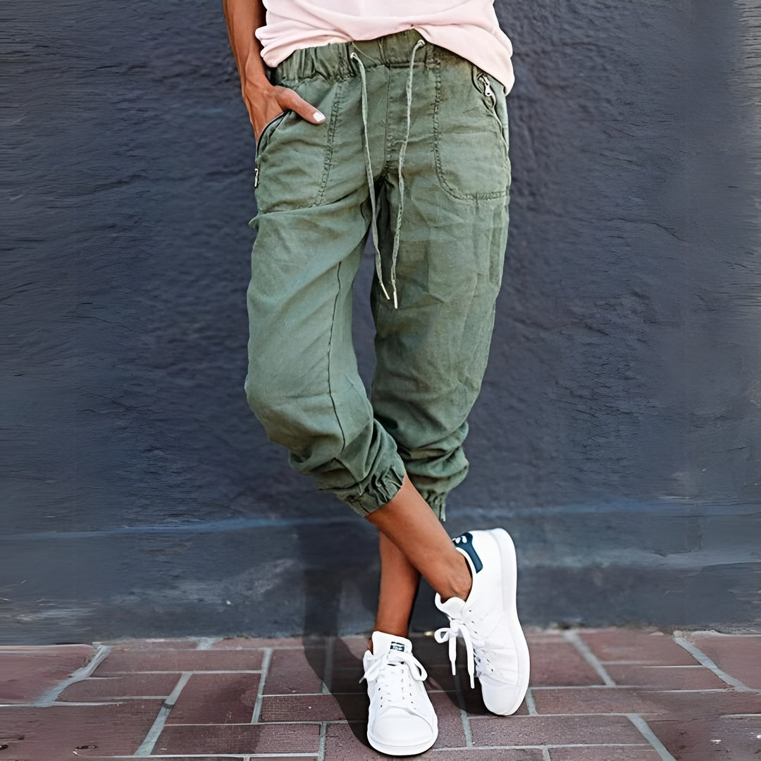 Damen Cargohose mit Kordelzug und Taschen