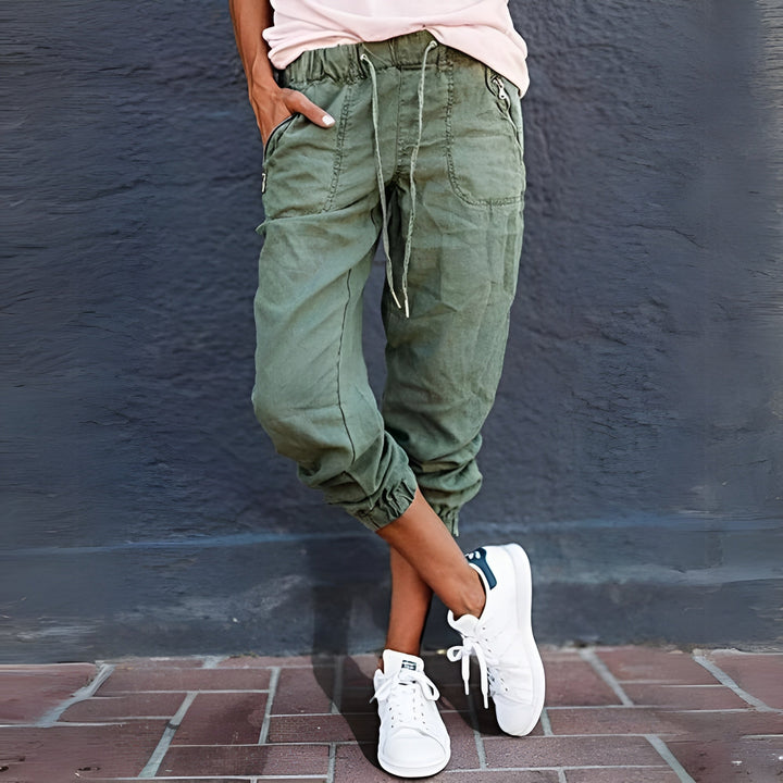 Damen Cargohose mit Kordelzug und Taschen