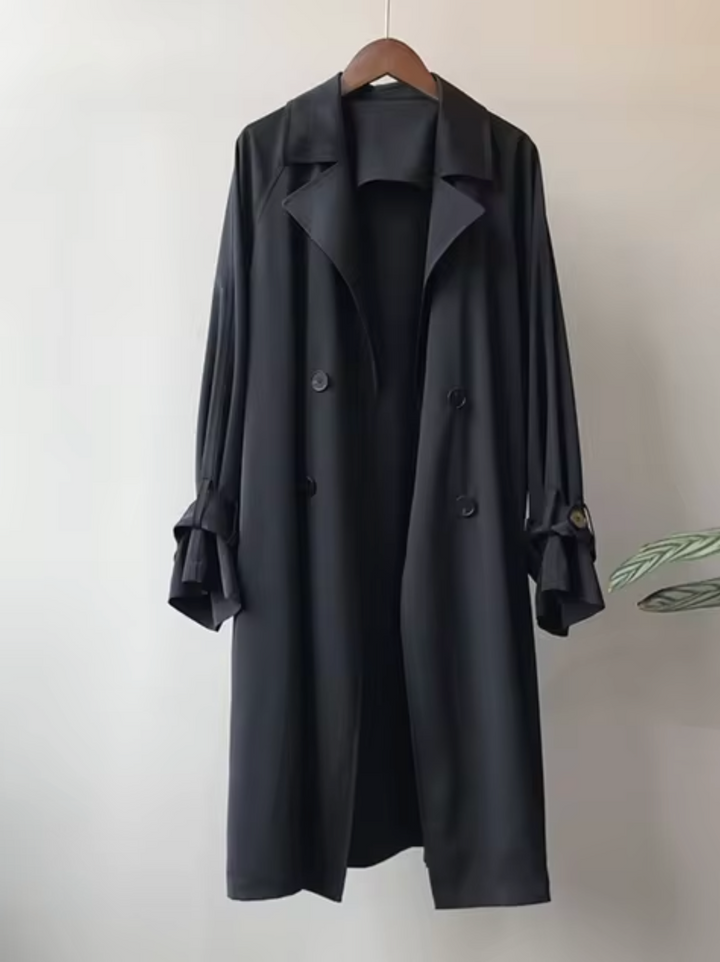 Drune | Langer Trenchcoat mit Reverskragen Knöpfen und Langen Ärmeln