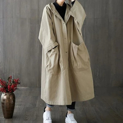 Drune | Trenchcoat Übergröße Lange Länge Mit Kapuze Große Taschen