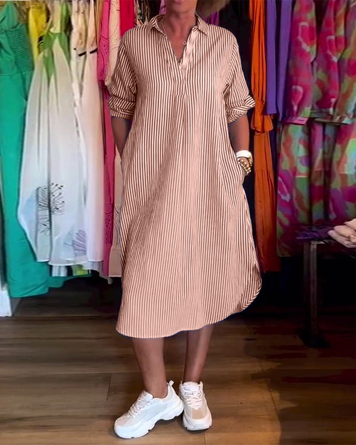 Drune | Gestreiftes Hemdkleid In Lässiger Passform
