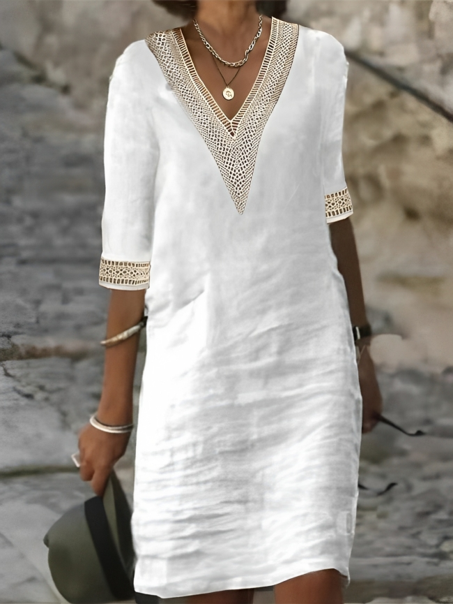 Drune | Chic Baumwoll-Leinen-Kleid für Frauen