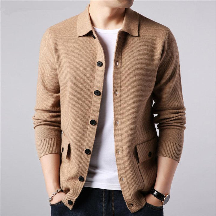 Drune | Strickjacke Gestrickte Wollmischung Slim Fit Knopfleiste & Kragen Taschen