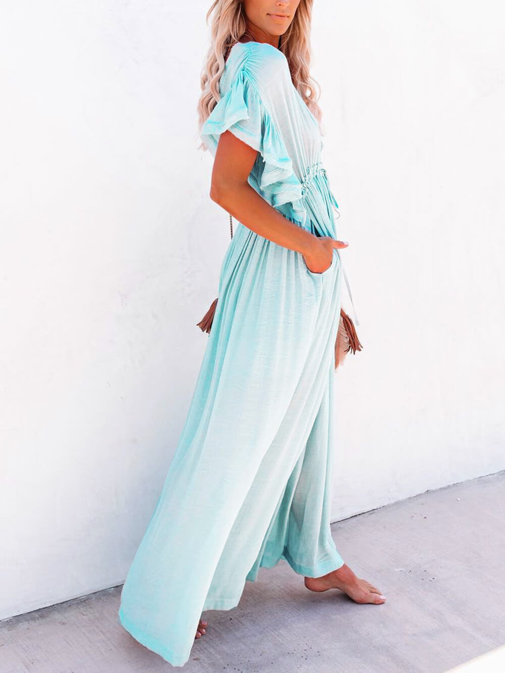 Drune | Stilvolles Maxikleid mit Flatterärmeln für Frauen