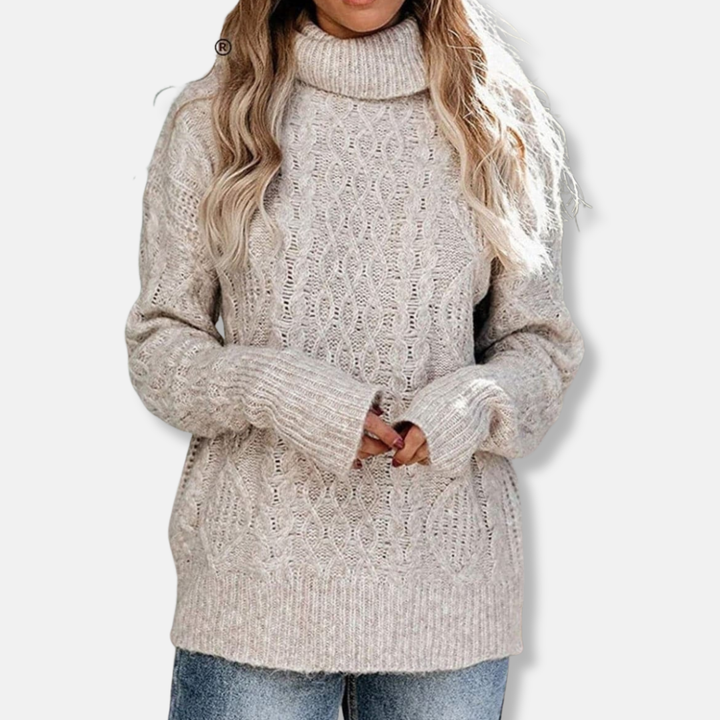 Drune | Rollkragenpullover - Kabelstrick Tunika-Längenpullover