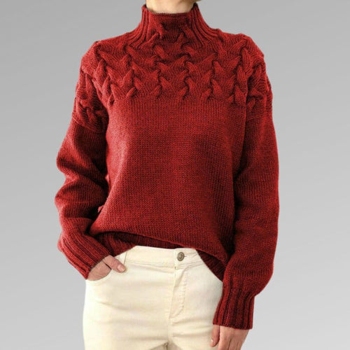 Drune | Strickpullover - Weiche Wollmischung - Kabelstrick- & Rippen-Details - Hoher Kragen