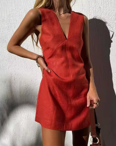 Drune | Mini Kleid Ohne Ärmel aus Leinen