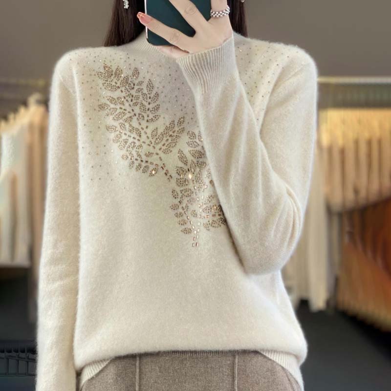 Drune | Strickpullover Mit Zartem Blättermuster