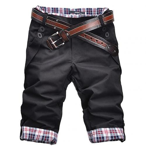Drune – Hochwertige Shorts mit Gürtel und Karomuster