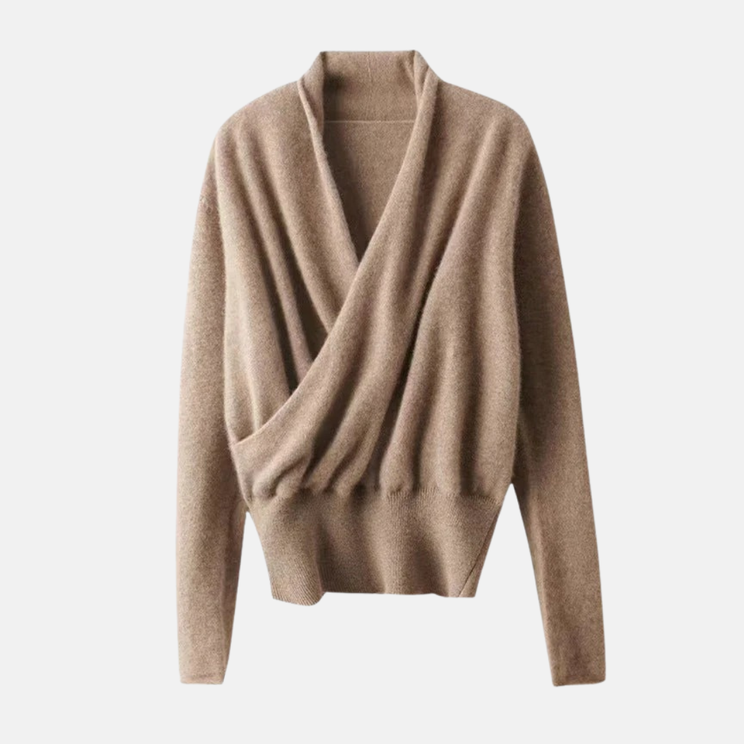 Drune | Wickelpullover - Bequemer Schnitt - Weiches Strickmaterial - Gerippter Bund - Langarm V-Ausschnitt