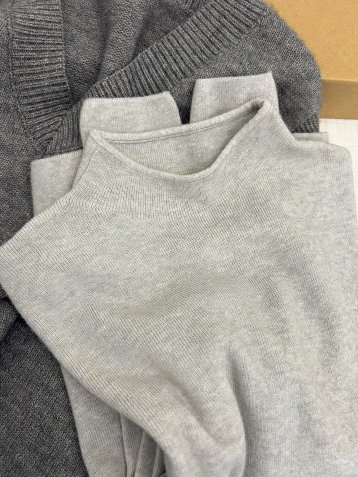 Eleganter Damen-Strickpullover mit halbem Kragen