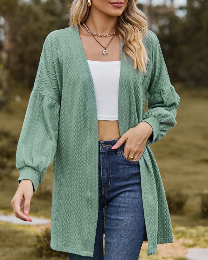 Drune | stilvoller strukturierter Cardigan mit Laternenärmeln