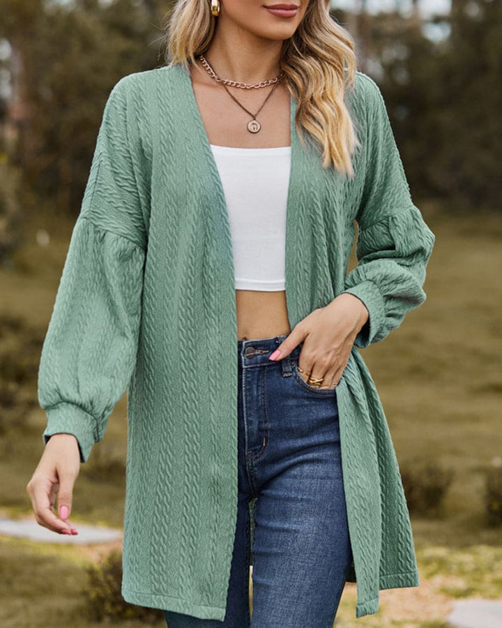 Drune | stilvoller strukturierter Cardigan mit Laternenärmeln